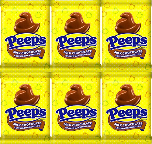 Peeps Milk Chocolate Covered Marshmallow Chick Perfect Gift for Easter Basket to Fill, Parties so Much (PACK OF 6)