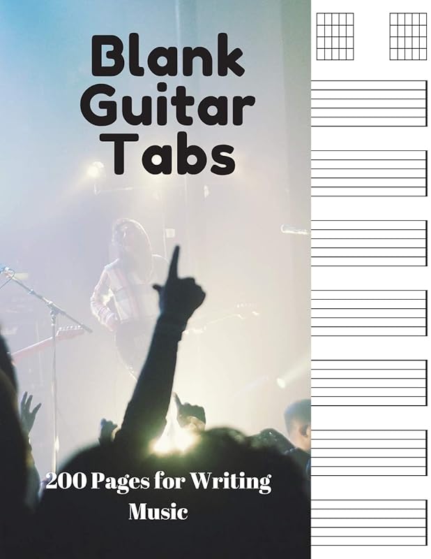 Blank Guitar Tabs: 200 Pages of Guitar Tabs with Six 6-line Staves and 7 blank Chord diagrams per page. Write Your Own Music. Music Composition, Guitar Tabs 8.5x11 by J Fender Publishing