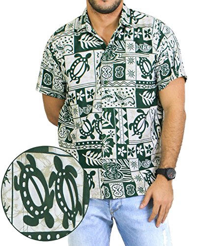Authentic Tropical Aloha Button Down Men's Button Down Relaxed Fit Shirt Green