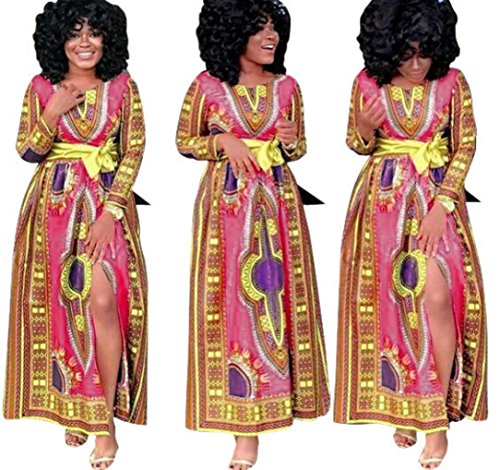 Yoyorule Women Fashion African Print Elegant Straight Print Kaftan Dress
