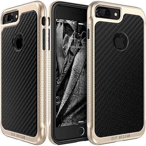 iPhone 7 Plus Case, E LV iPhone 7 Plus Case Cover - PU Leather Slim Protective Case Cover for Apple iPhone 7 Plus - [CARBON BLACK]