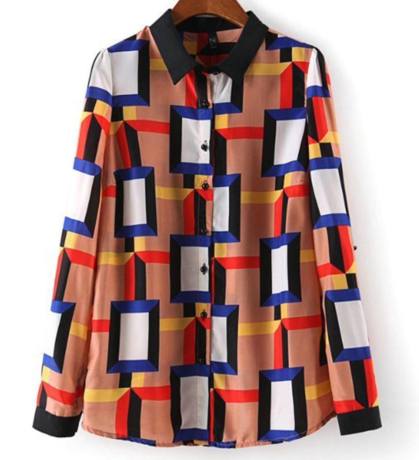 

bold color block long sleeve blouse/Wardrobe Essential