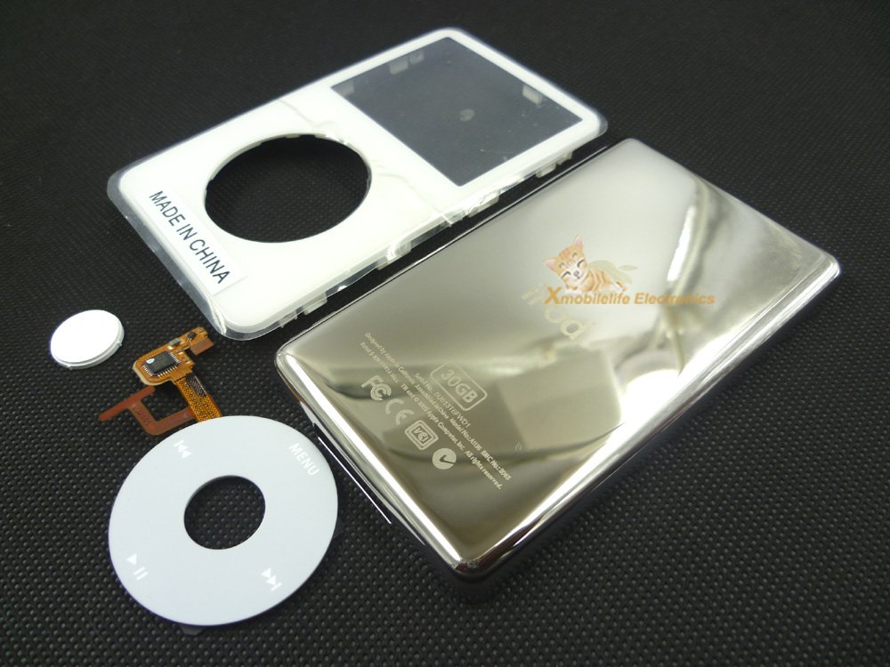 

Full Set White Front Faceplate Fascia Back Housing Case Cover Shell White Clickwheel Flex Central Button Key + Tools for Ipod 5th Gen Video 30gb