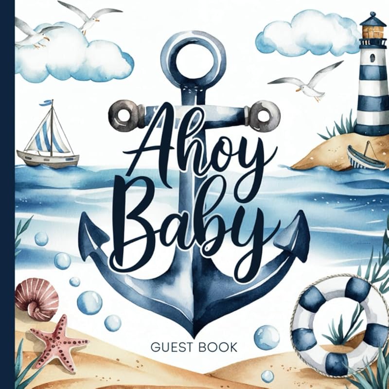 Guest Book: Ahoy Baby Shower Guest Book by Butterfly Designs