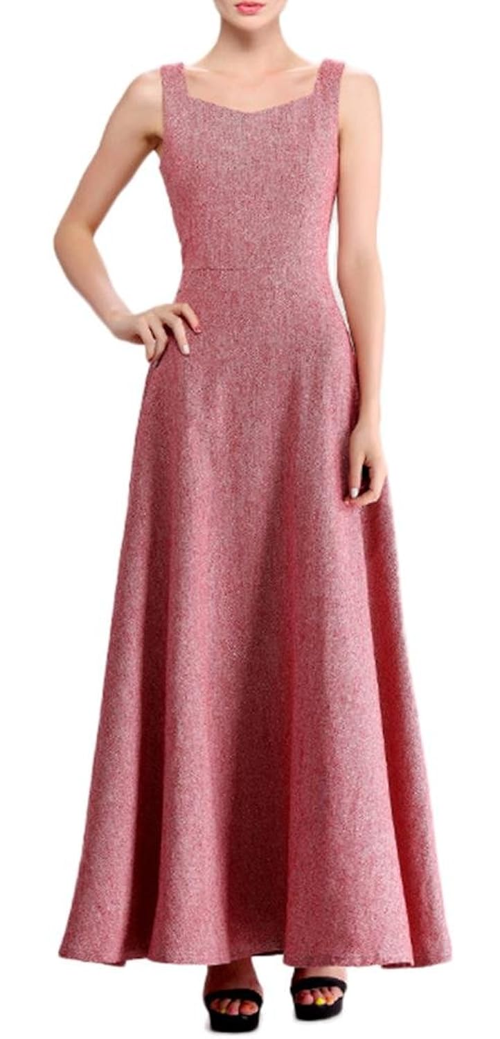 

Shanmou Women's Wool Blend Vest Floor Length Sleeveless Swing Maxi Dress