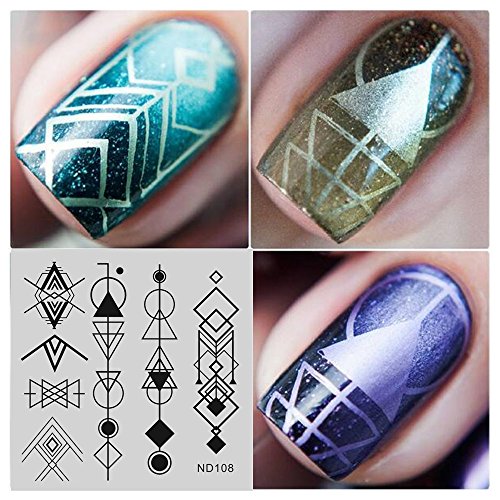 NICOLE DIARY Nail Art Stamp Template Geometry Image Stamping Plate NDP-108