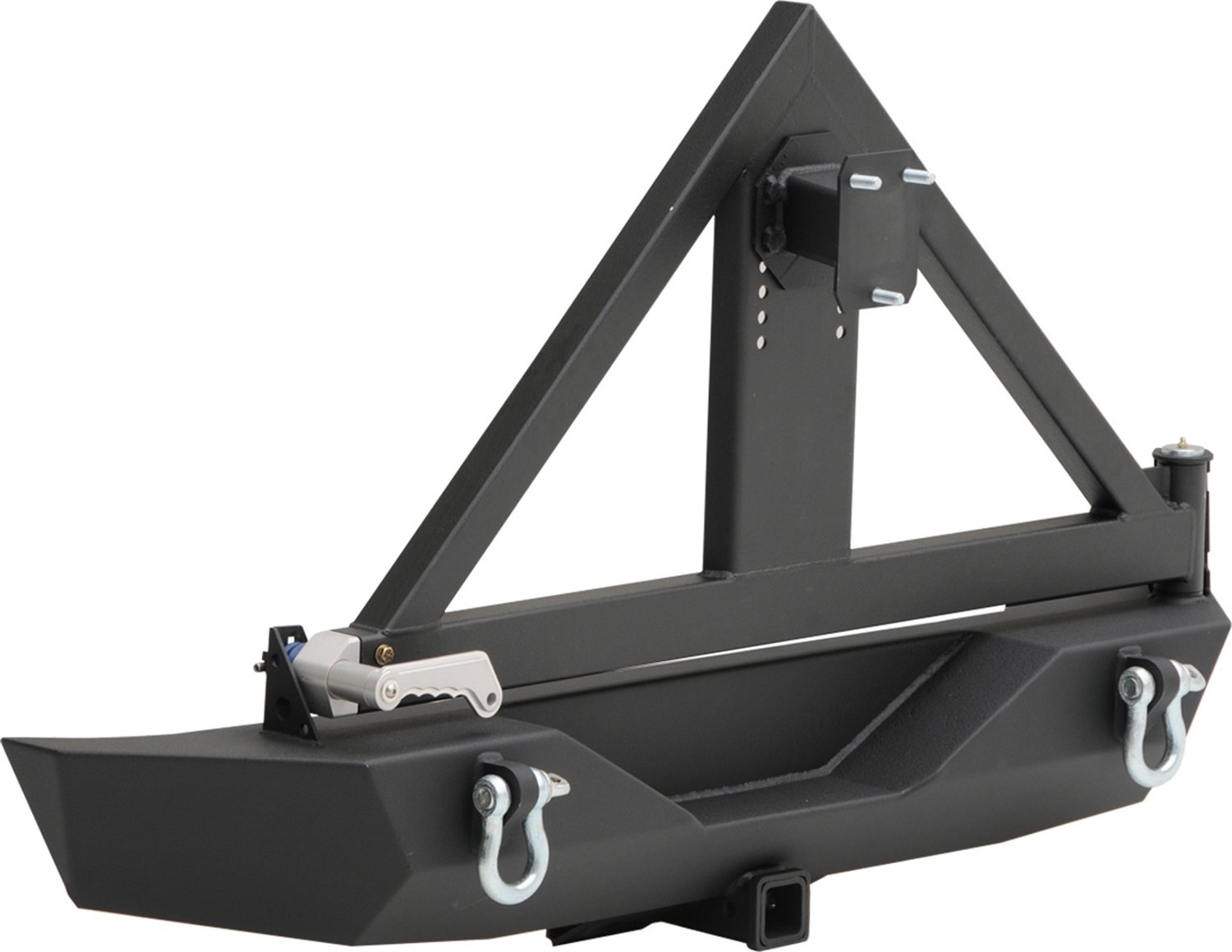 

Smittybilt 76856 XRC Black Textured Rear Bumper with Hitch and Tire Carrier for Jeep Wrangler/Wrangler Unlimited