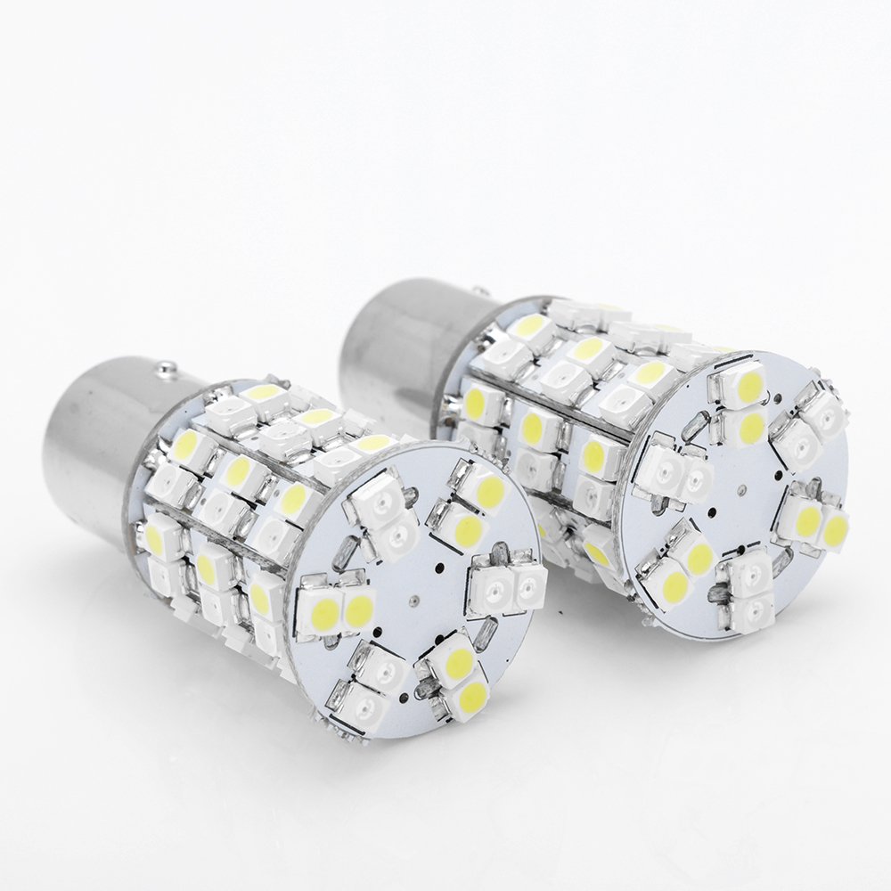 

2x 60 3528- SMD 1157 7528 2057 Amber White Dual Color Switchback LED Turn Signal DRL Parking Light Bulb