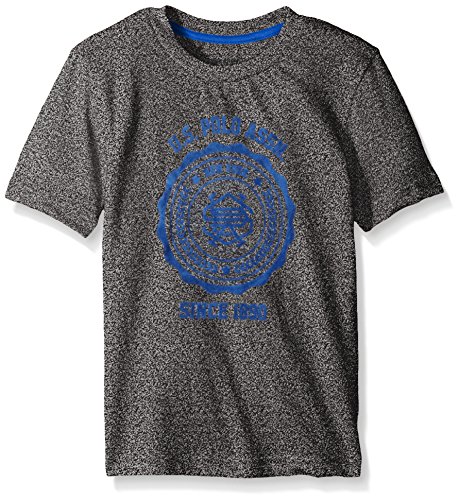 U.S. Polo Assn. Big Boys Flocked Logo Print T-shirt, Marled Black, 14/16