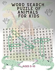 word search puzzle of animals for kids ages 5-10: get intertained and learn animal names in the same time with 100 word search puzzle for your kids by Hamache