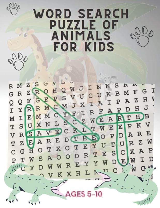 word search puzzle of animals for kids ages 5-10: get intertained and learn animal names in the same time with 100 word search puzzle for your kids by Hamache