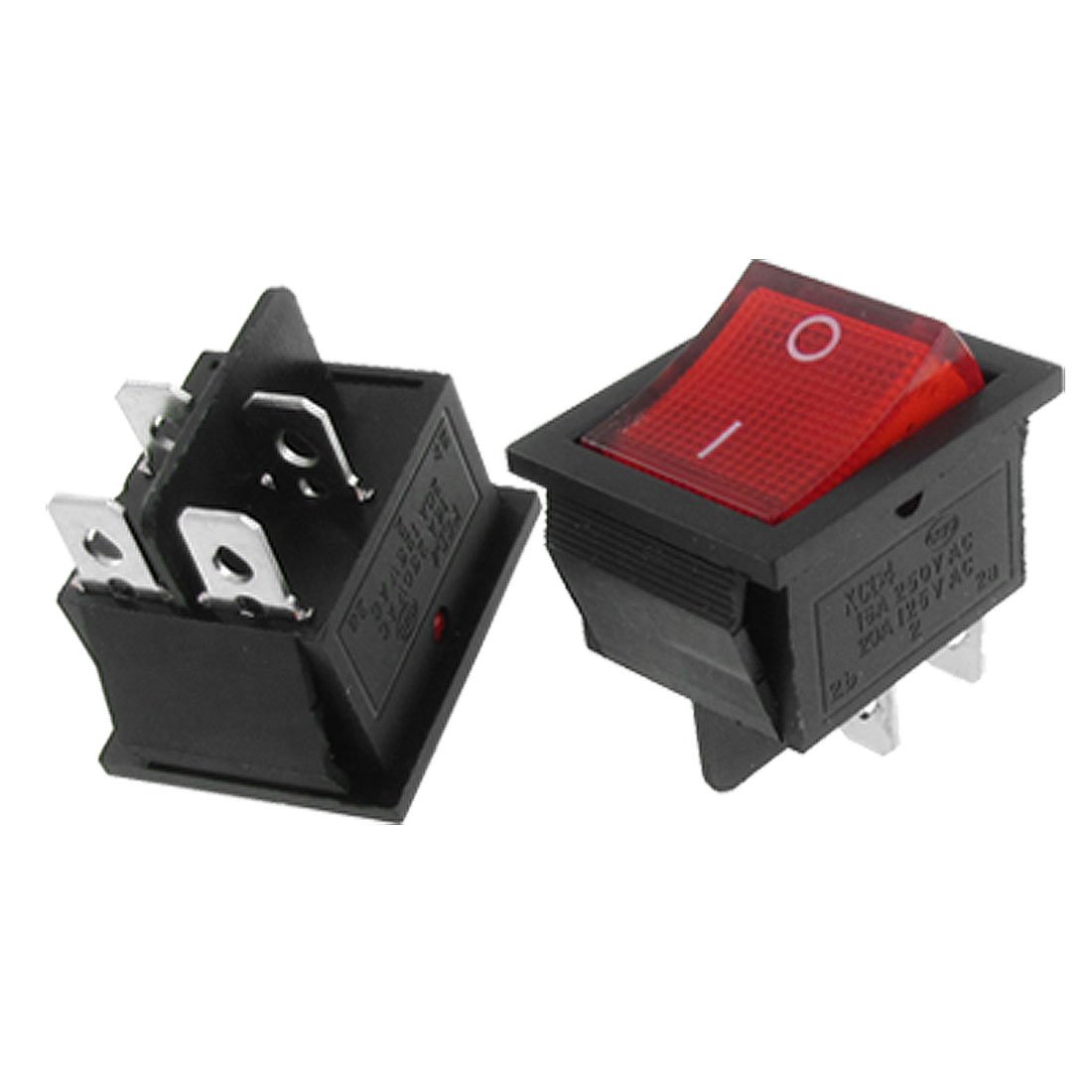 

5 Pcs x Red Neon Light Lamp On Off DPST Rocker Switch 4 Pin 16A/250V 20A/125V AC