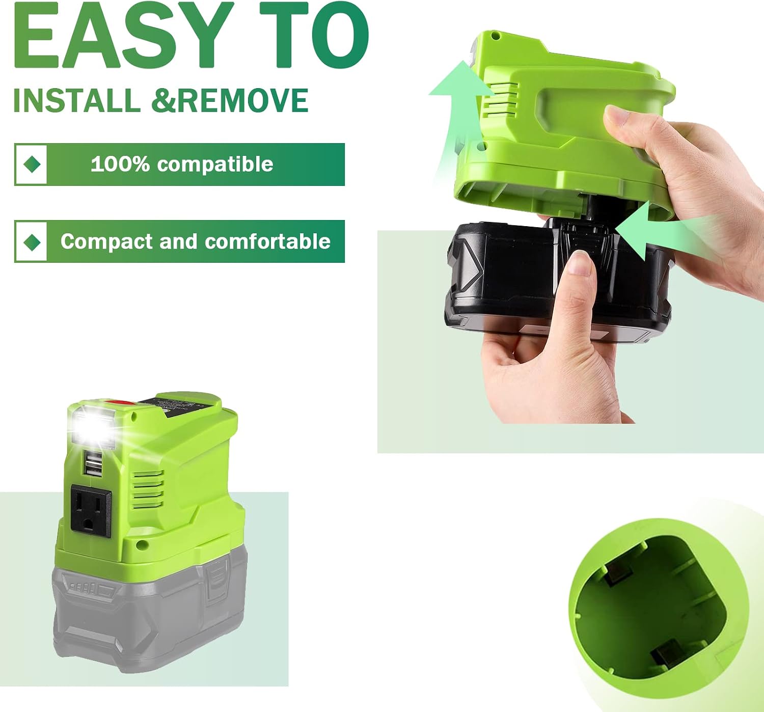 150W Power Inverter Generator for Ryobi 18V Li-ion Battery Power