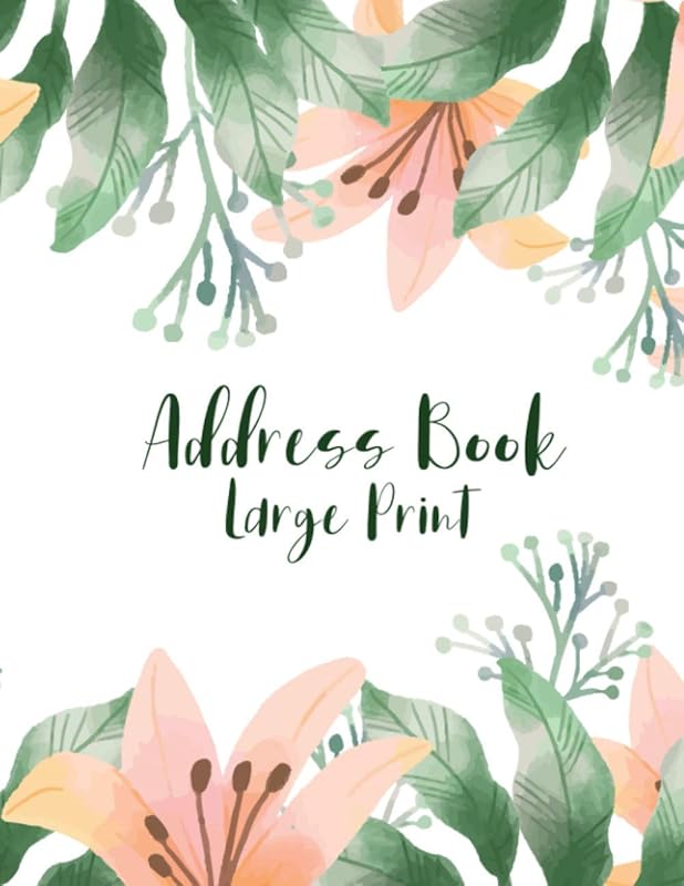 Large Print Address Book: for Seniors, Address Book A-Z Alphabet Tabs Index, Size 8.5x11 inches, Orange Lily Cover by LargePress. Studio