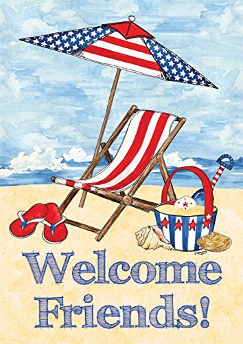 Patriotic Beach Summer Garden Flag Seashore Red White Blue 12.5