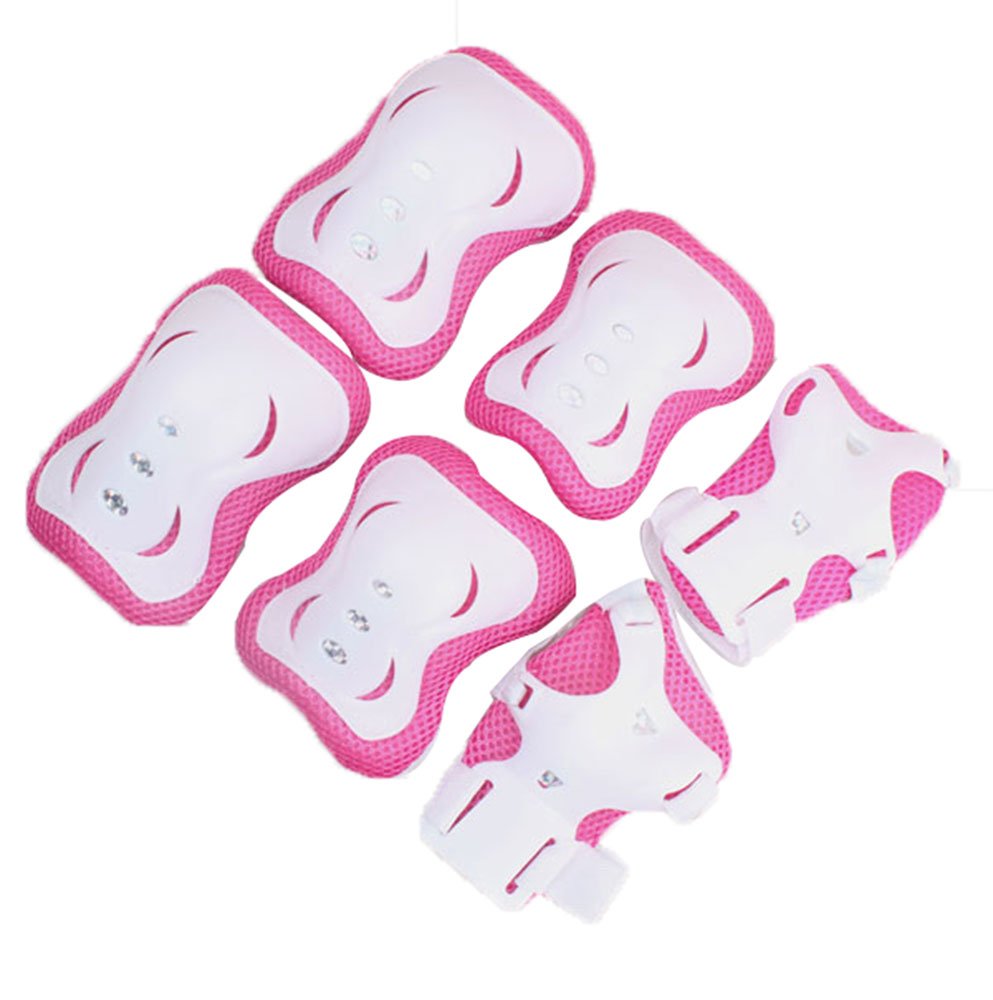 

niceEshop(TM) 3 Sets Children Fuchsia White Elbow Wrist Knee Protective Sport Pad Support +niceEshop Cable Tie