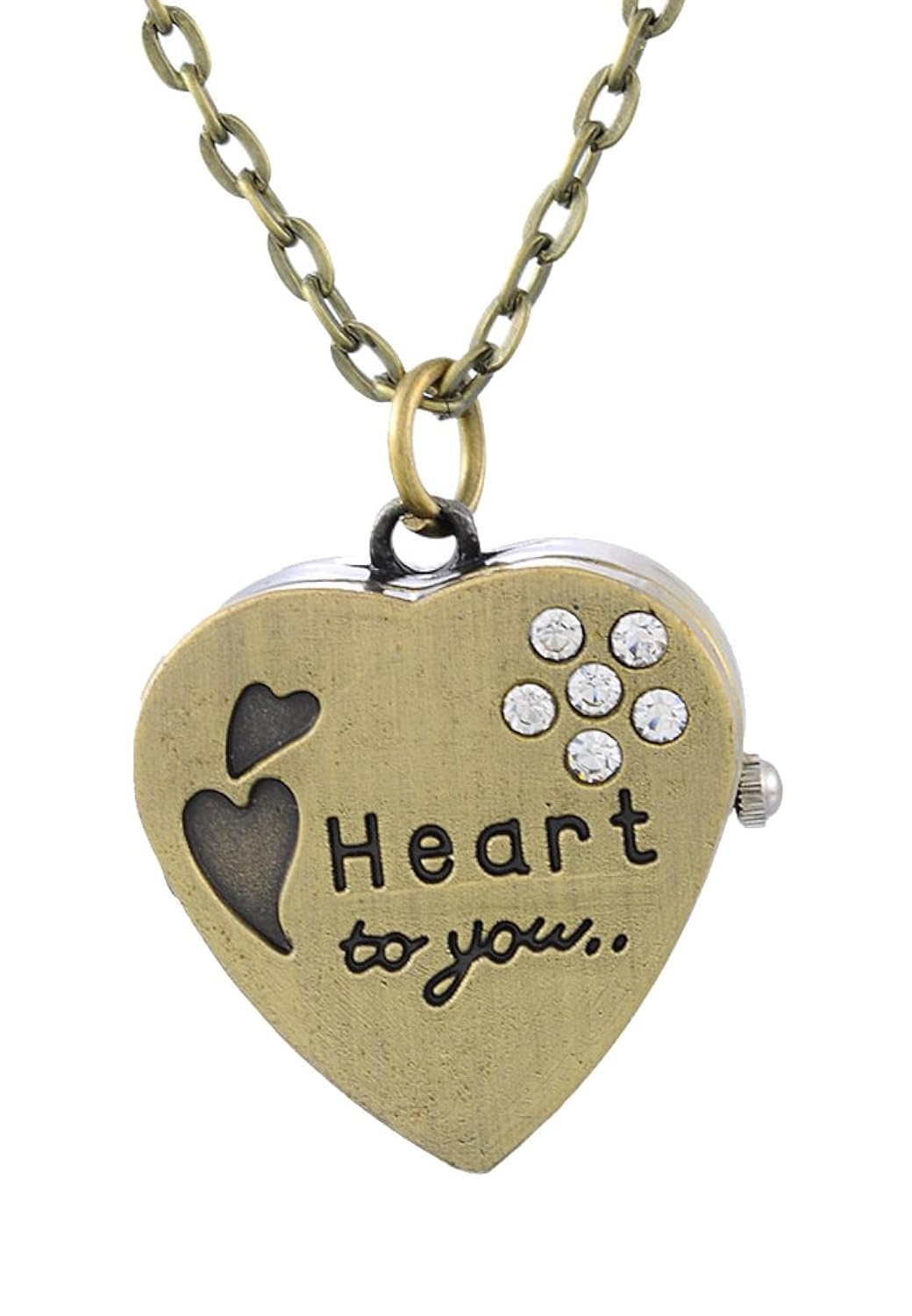 

Godagoda Antique Bronze Color Heart Shape Pocket Watch