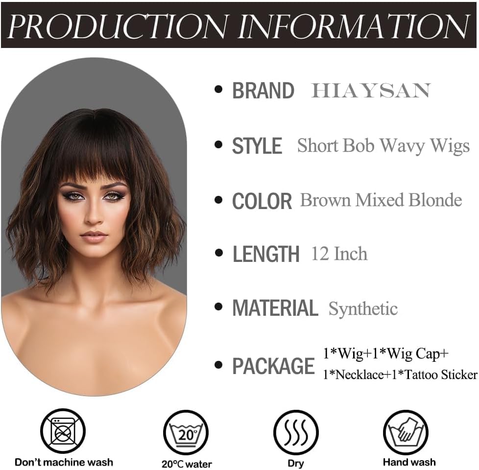 Kurze blonde Perücke für Frauen, natürliches Kunsthaar, Ombre-Bob-Perücke mit ordentlichem Pony, dunklem Ansatz für Alltag/Party/Cosplay (10 Zoll, Blond)._voghion.com