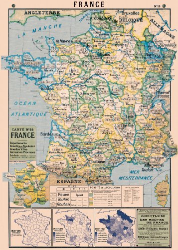 Cavallini & Co. France Map Decorative Decoupage Poster Wrapping Paper Sheet