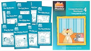 Primary Phonics Skills Set 4: sh, ch, th, wh, -ng, -nk, -le, ar, or, er, ir, ur (2 Books) - Primary Phonics 4 Set of 10 Storybooks, Primary Phonics Comprehension Workbook 4