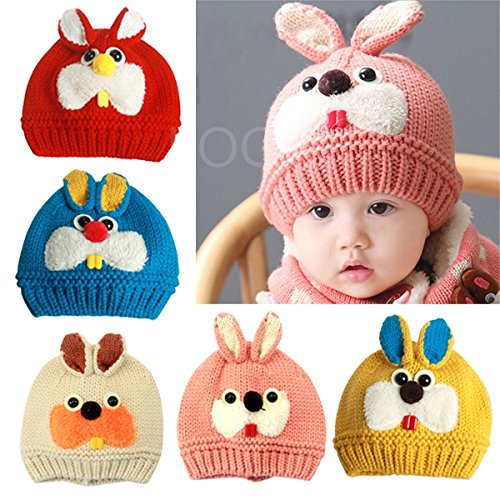 Enjoydeal Fashion Baby Kids Super Cute Rabbit Pattern Cap Winter Soft Woolen Knitted Hat