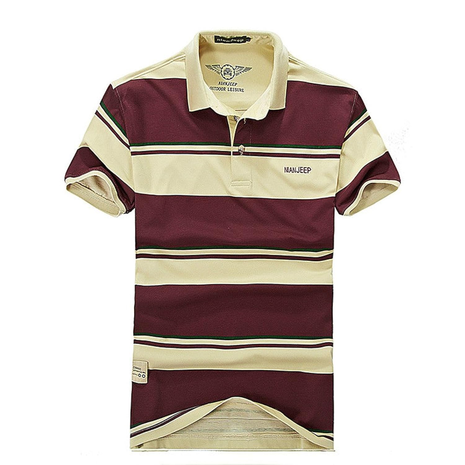 

Cccken Men's Comfor Soft Cotton Stripe Polo Shirts