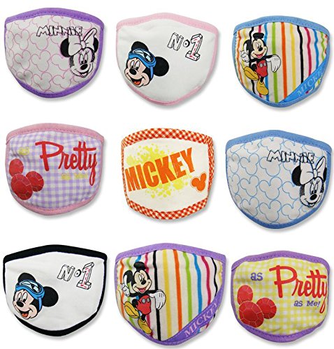 Famixyal 2x Cute Cartoon Mickey Minnie Student Child's Face Mask Cotton Anti Dust Mask Anti-fog Mask Earloop Face Mask Safety Respirator Particle Respirator Home and Surgical Face Masks Filters Bacteria Protection Latex Free Soft and Light Kids Gift
