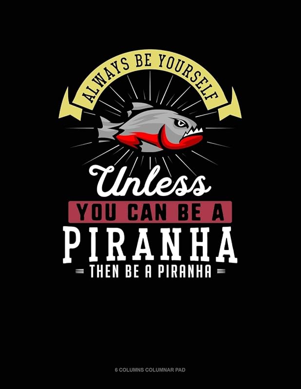 Always Be Yourself Unless You Can Be A Piranha Then Be A Piranha: 6 Columns Columnar Pad by Blue Cloud Novelty