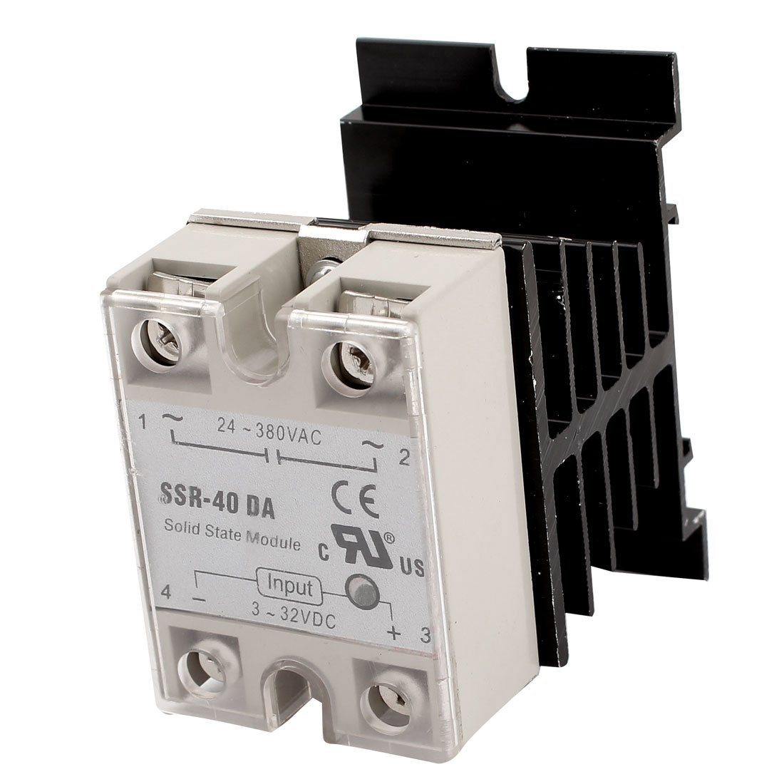 

DC 3-32V Input AC 24-380V Output 40A SSR Solid State Relay w Heat Sink
