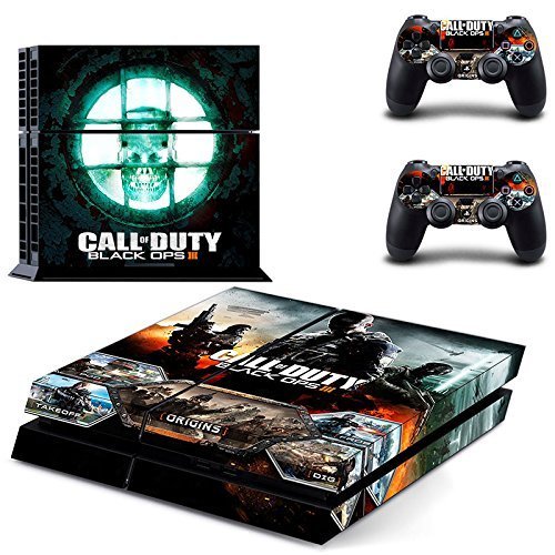 YHC Black OPS III Wrap Skin Decal Sticker Etiqueta for Playstation 4 PS4 Console+Controllers