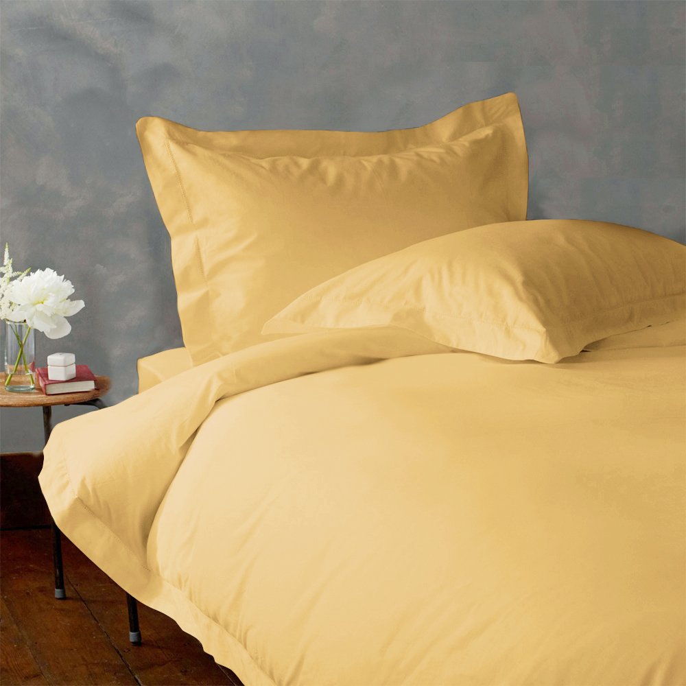 

LACASA BEDDING 400 TC Egyptian cotton Duvet set Italian Finish Solid ( Short Queen ( RV- Bunk ) , Gold )