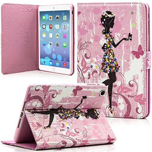 iPad Mini Case, Mini 2/3 Case, Dteck(TM) Cute Girl Design Bling Diamond Flip Leather Folio Stand Case with Auto Wake/Sleep Function Smart Cover for Apple iPad Mini 1/2/3 (04 Girl)