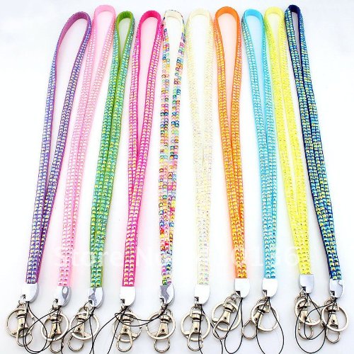 Leegoal Rhinestone Crystal Bling Badge Id Holder Key Lanyard (Many Colors)