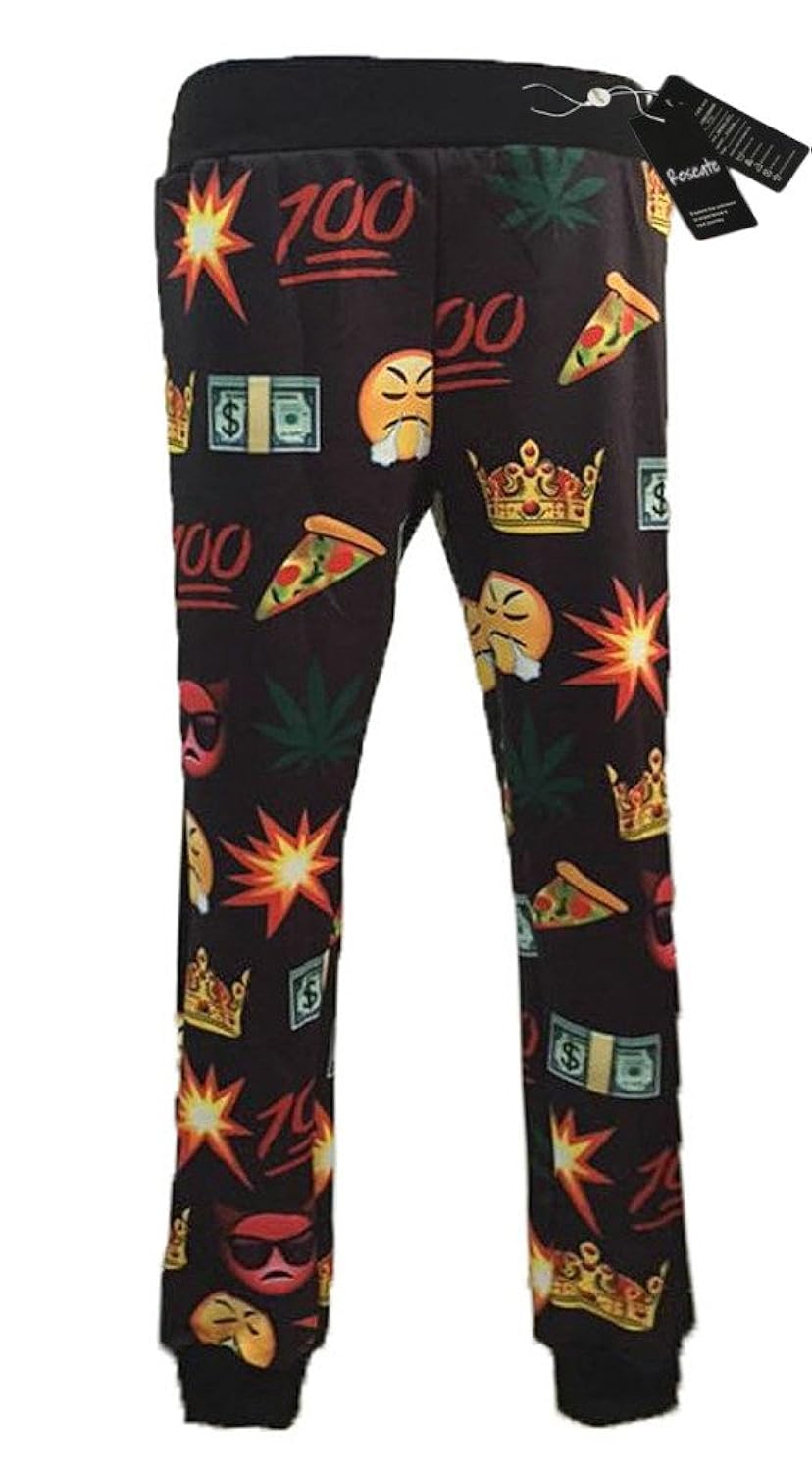 

Roseate Unisex 3D Emoji Black Sweatpants Joggers Cool Running Pants XS