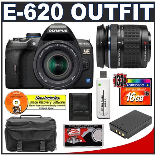 Olympus Evolt E620 Digital SLR Camera with 1442mm + 40150mm Zuiko Lens + 16GB Card + BLS1