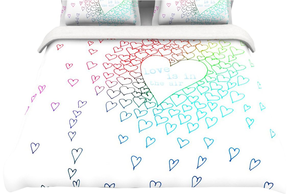 

Kess InHouse Monika Strigel "Rainbow Hearts" Twin Cotton Duvet, 68 by 88-Inch