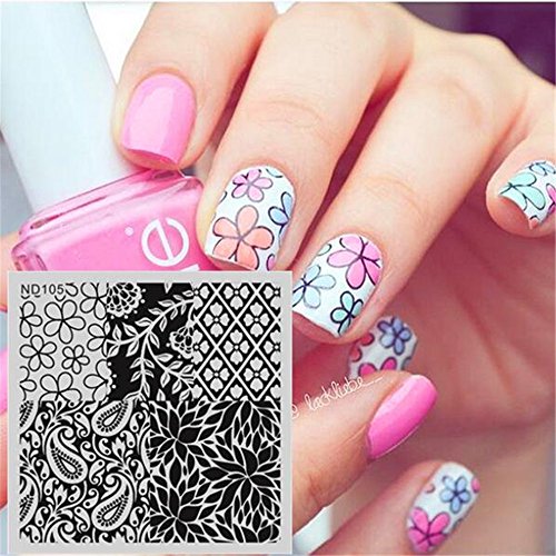 NICOLE DIARY Nail Art Stamp Template Flower Image Stamping Plate NDP-105