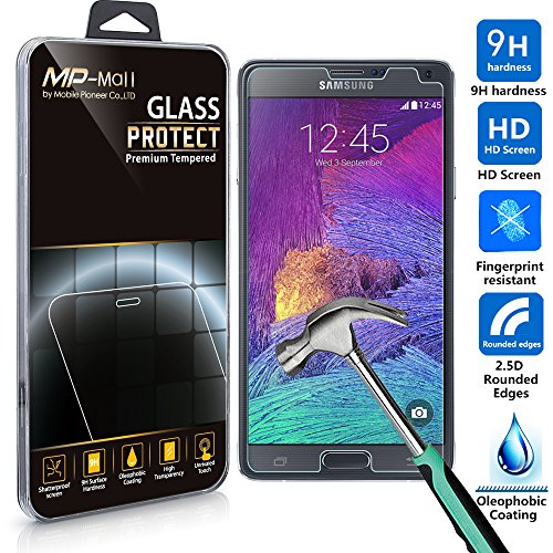 Galaxy Note 4 Screen Protector, MobilePioneer Samsung Galaxy Note 4 0.3mm Ultra Thin 9H Hardness 2.5D Round Edge Tempered Glass LCD HD Premium Screen Protector - Anti-Scratch/ Shatterproof/ Anti-Fingerprint/ Water & Oil Resistant (Samsung Galaxy Note 4)