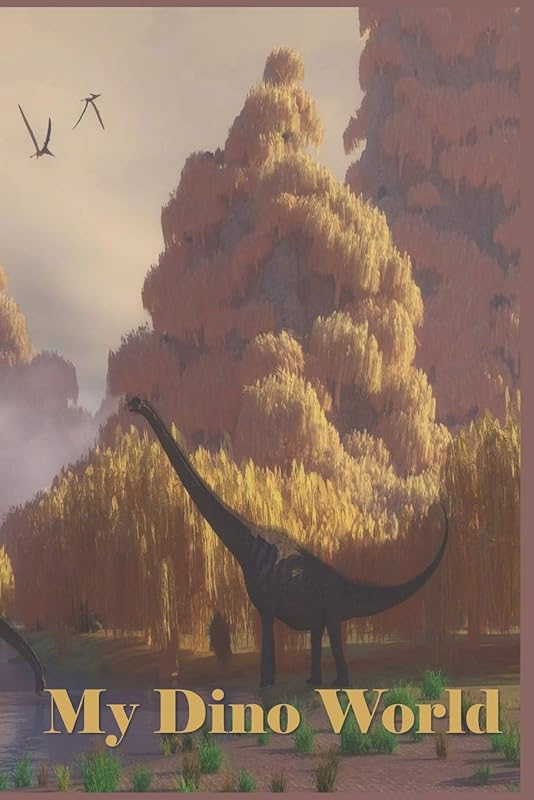 My Dino World: 124 Page Softcover, Has Both Lined and Blank Pages with a Dinosaur Border, College Rule Composition (6” x 9 “) Three Longnecks by Purple Phoenix Publishing