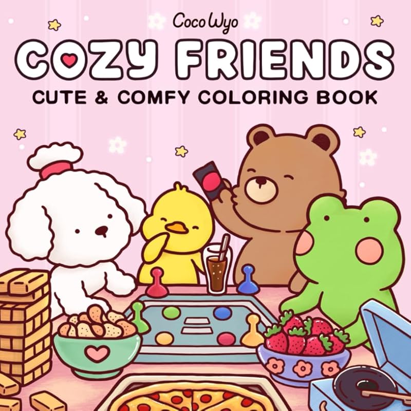 Cozy Friends: Coloring Book for Adults and Teens Featuring Super Cute Animal Characters with Easy and Simple Designs for Relaxation by Coco Wyo