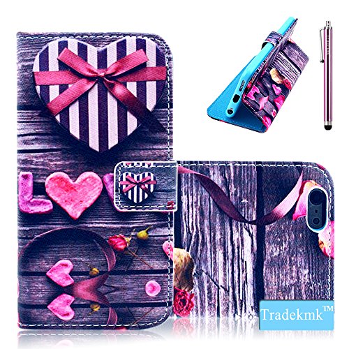 iphone 6S Plus Case,iphone 6 Plus Case, Tradekmk(TM) Fashion Pink Love Gift Pattern Premium PU Leather Slim Fit Folio Magnet Wallet Stand Shell Cover Case with Card Holders Compatible with Apple iPhone 6 6S Plus(5.5)[+Stylus]