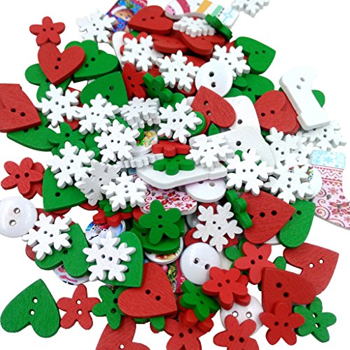 Mixed Color Wooden Buttons Sewing Button Kid's Scrapbooking DIY Craft Wedding Decoration - Christmas