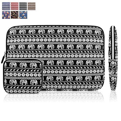 Kamor 13 13.3 inch Apple MacBook Air MacBook Pro Canvas Fabric Laptop Sleeve with Macbook Charger Case Bohemian Style Animal World (Elephant Black) Protective Carrying Sleeve Bag Case Cover Shell