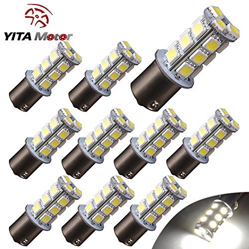 YITAMOTOR 10 X 1156 7506 1003 1141 LED 18 SMD BA15S Interior RV Turn Signal Backup Reverse Camper White LED Bulbs Light