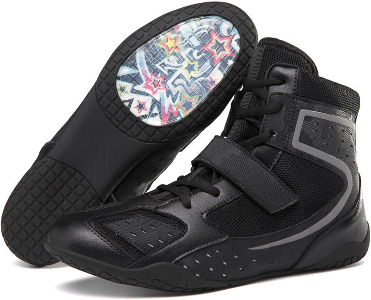 Men's Boxing Shoes High Top Squat Kickboxing Shoes Lightweight Wrestling Boots Sparring Unisex's Competition Footwear_vogvips.com