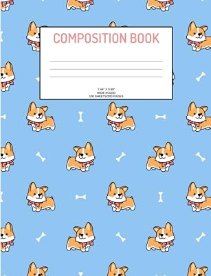 Composition Book: Dogs with bones; wide ruled; 100 sheets/200 pages; 7.44" x 9.69"