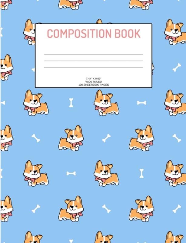 Composition Book: Dogs with bones; wide ruled; 100 sheets/200 pages; 7.44" x 9.69" by Atkins Avenue Books