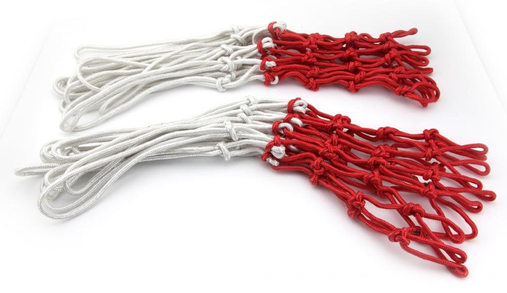 

1 pair Economy Super Heavy Duty Standard Basketball Net All-Weather Red White