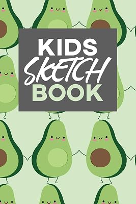 Kids Sketch Book: Kawaii Cute Avocado Vegan Food Pattern