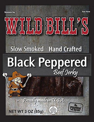 Wild Bill's 3oz Black Peppered Beef Jerky Packs (4 re-sealable 3oz beef jerky packs per bag)